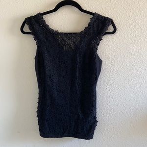 Fitted black lace top- Express